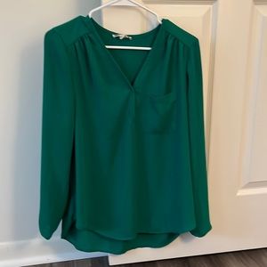 Emerald green v neck blouse